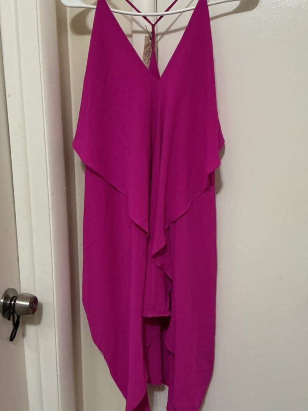AKIRA Pink Asymmetrical Dress with Ruffled Hem — Party Dress, Size M